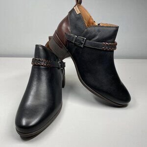 Pikolinos Women’s Malaga Leather Ankle Booties – Size 10/10.5 – Black/Brown